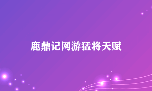 鹿鼎记网游猛将天赋