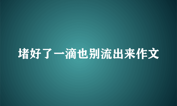 堵好了一滴也别流出来作文