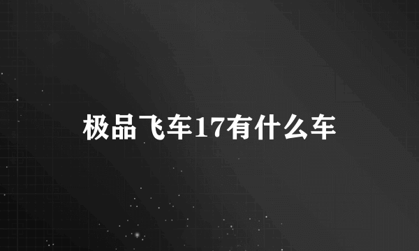 极品飞车17有什么车