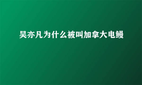 吴亦凡为什么被叫加拿大电鳗