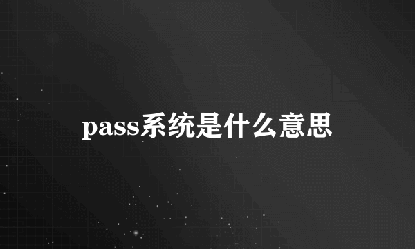 pass系统是什么意思