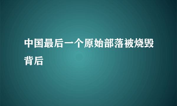 中国最后一个原始部落被烧毁背后