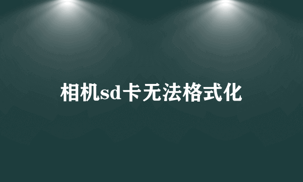 相机sd卡无法格式化