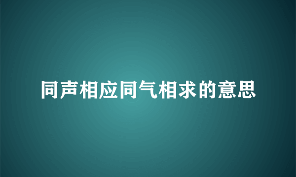 同声相应同气相求的意思