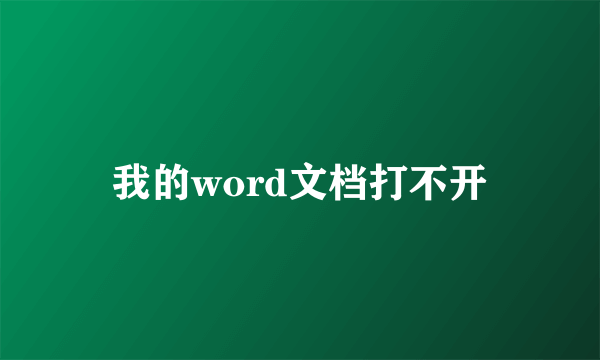 我的word文档打不开