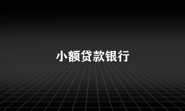 小额贷款银行