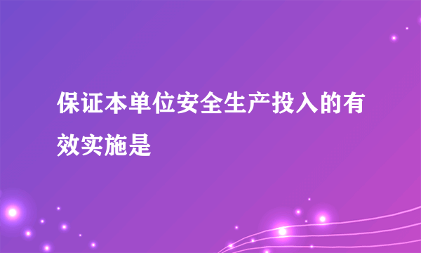 保证本单位安全生产投入的有效实施是