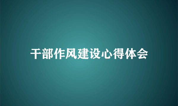 干部作风建设心得体会