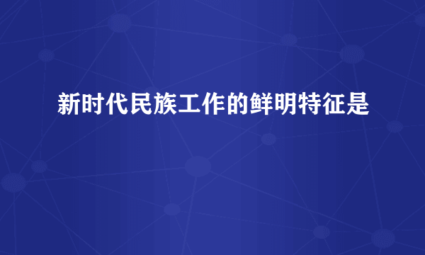 新时代民族工作的鲜明特征是