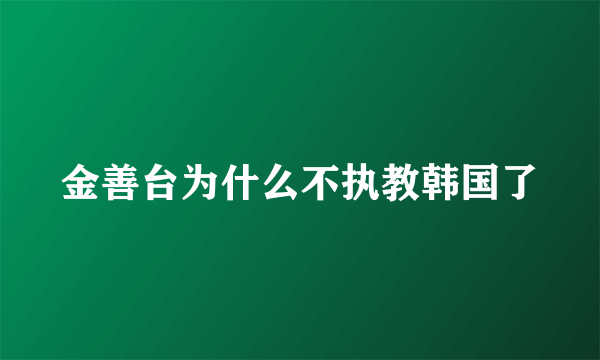 金善台为什么不执教韩国了