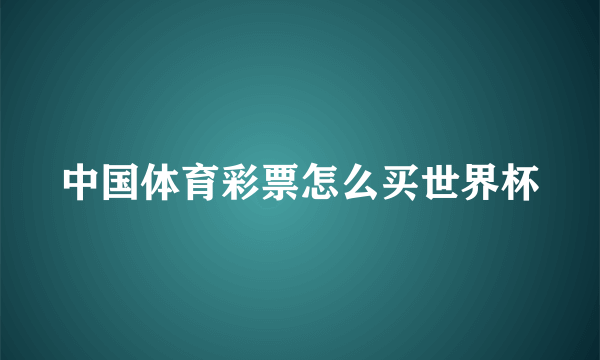 中国体育彩票怎么买世界杯