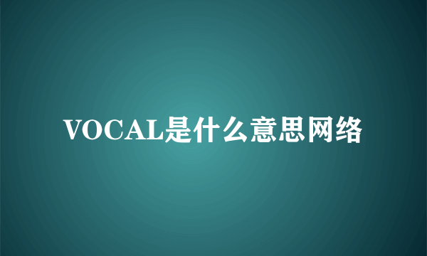 VOCAL是什么意思网络