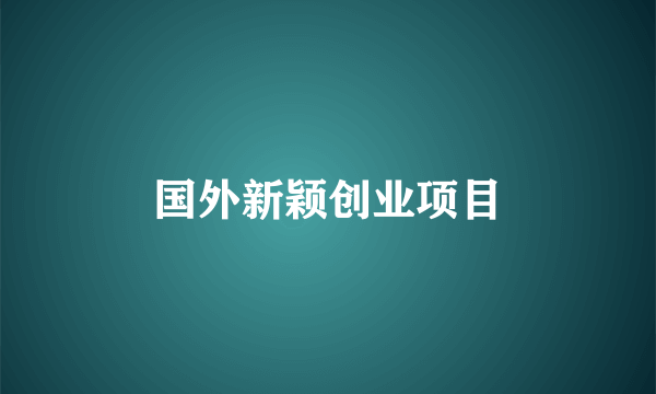 国外新颖创业项目