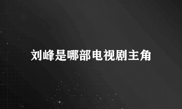 刘峰是哪部电视剧主角