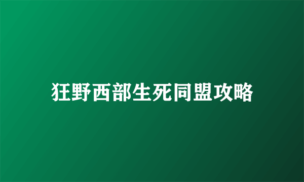 狂野西部生死同盟攻略