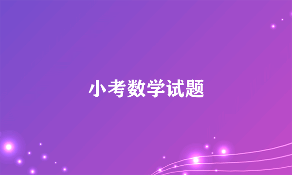 小考数学试题