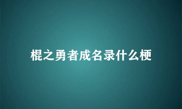 棍之勇者成名录什么梗