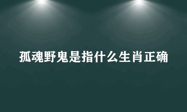 孤魂野鬼是指什么生肖正确