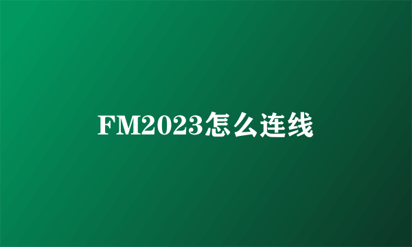 FM2023怎么连线