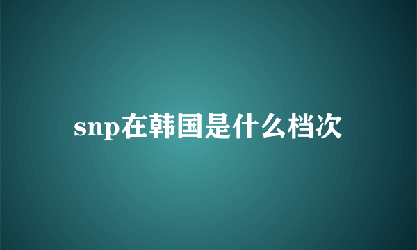 snp在韩国是什么档次