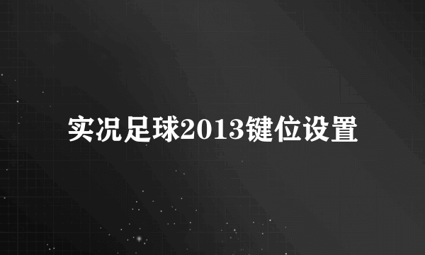 实况足球2013键位设置