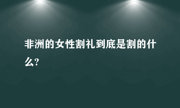 非洲的女性割礼到底是割的什么?