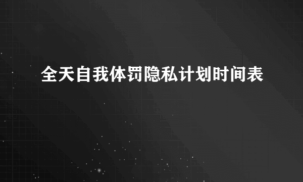 全天自我体罚隐私计划时间表