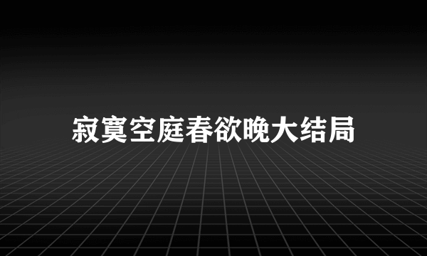 寂寞空庭春欲晚大结局