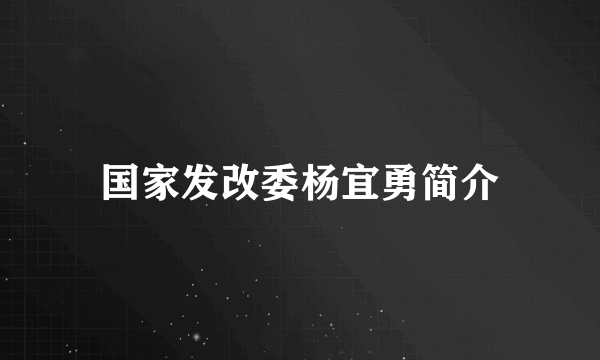 国家发改委杨宜勇简介