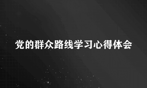 党的群众路线学习心得体会