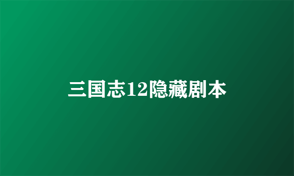 三国志12隐藏剧本