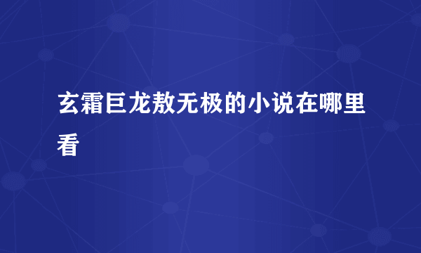 玄霜巨龙敖无极的小说在哪里看