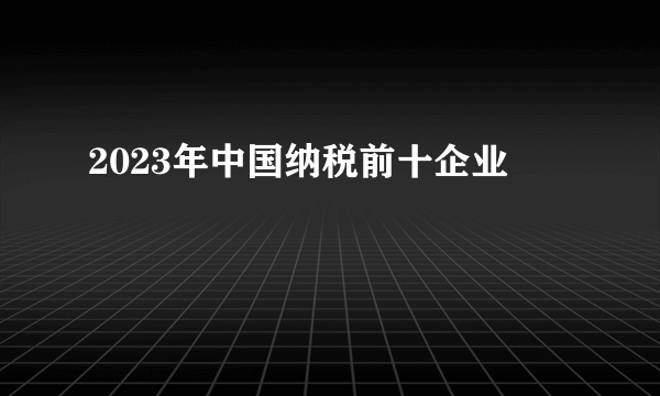 2023年中国纳税前十企业