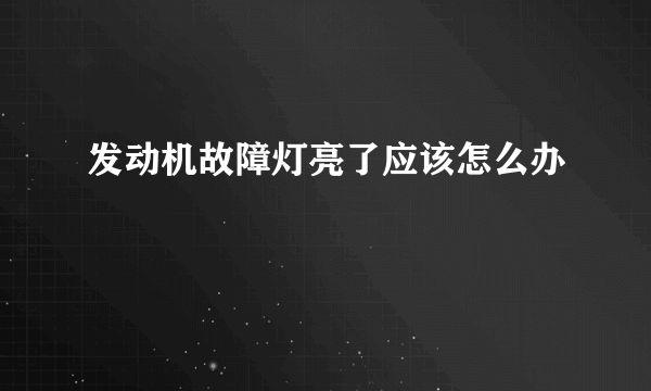 发动机故障灯亮了应该怎么办