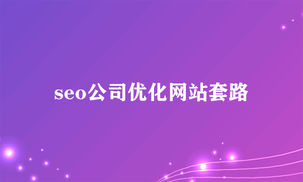 seo公司优化网站套路