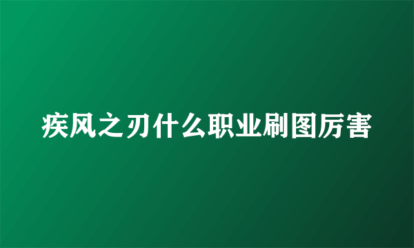 疾风之刃什么职业刷图厉害