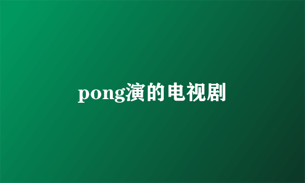 pong演的电视剧