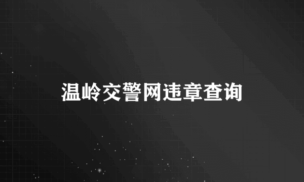 温岭交警网违章查询