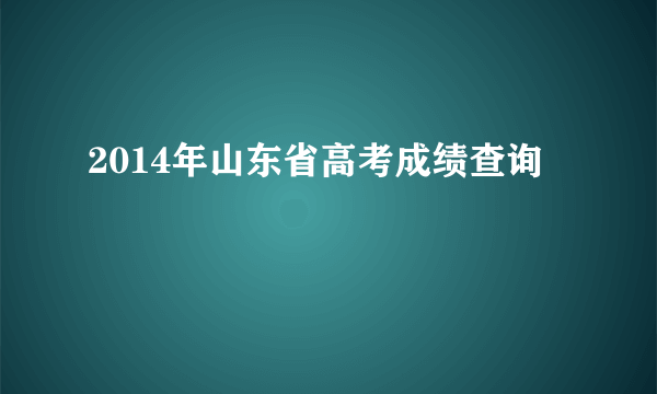 2014年山东省高考成绩查询