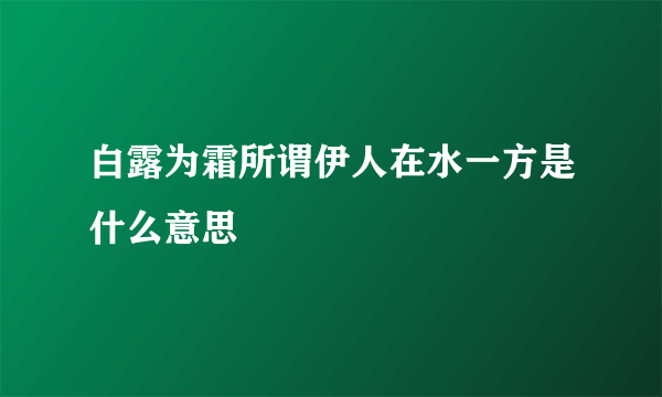 白露为霜所谓伊人在水一方是什么意思