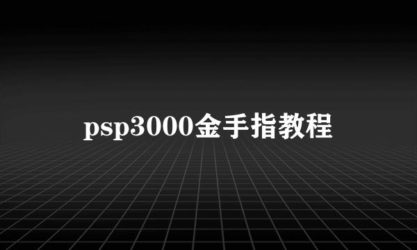 psp3000金手指教程