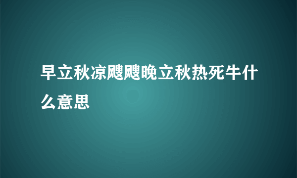 早立秋凉飕飕晚立秋热死牛什么意思