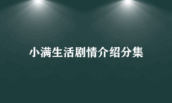 小满生活剧情介绍分集