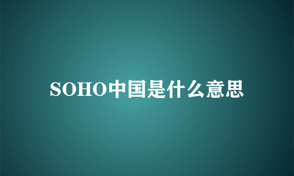 SOHO中国是什么意思