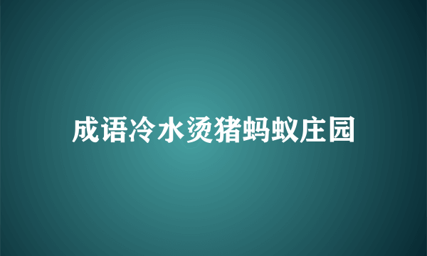 成语冷水烫猪蚂蚁庄园