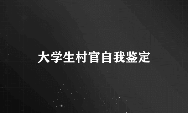 大学生村官自我鉴定