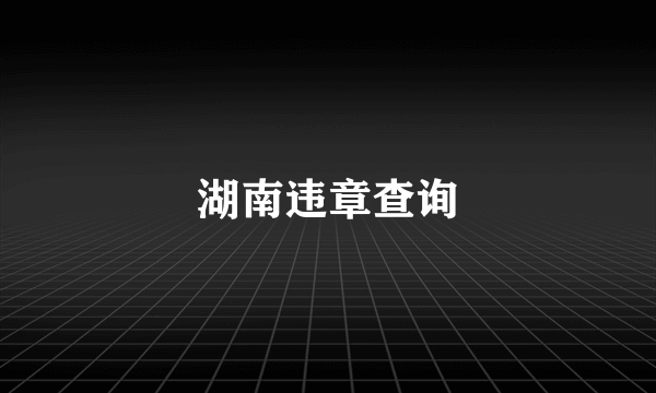 湖南违章查询