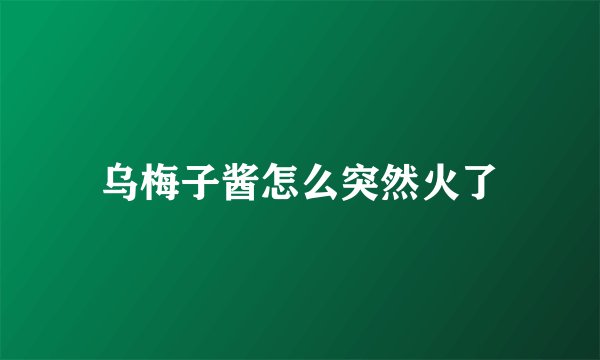 乌梅子酱怎么突然火了