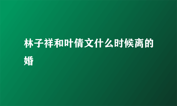 林子祥和叶倩文什么时候离的婚