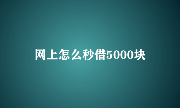 网上怎么秒借5000块